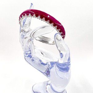 NWOT - Purple Enameled Clear Rhinestone Silver Tone Hinge Bracelet